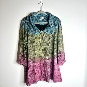 Parsley & Sage Colorful Spotted Artsy Art To Wear Oversized Cardigan Jacket XL